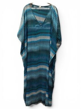 Blue and White Striped Kaftan Dress Beach Cover Up Size S/M
